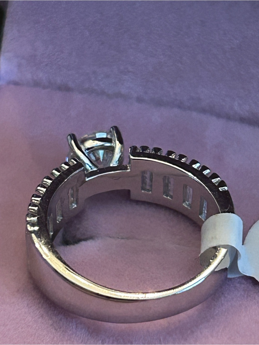 1.50CTW 925 Sterling Silver Ring w/Round Moissanite Center & Baguette Accents - Picture 4 of 13